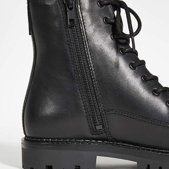 Vince Cabria Lug Combat Leather Boots size 6M Black - Picture 6 of 10